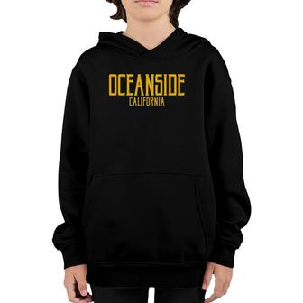 Oceanside California Ca Vintage Text Amber Print Youth Hoodie | Mazezy