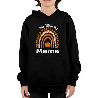 One Thankful Mom Thanksgiving Rainbow Fall Leopard Mama Youth Hoodie | Mazezy