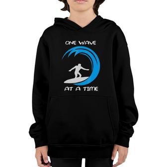 One Wave At A Time Surfer Youth Hoodie | Mazezy