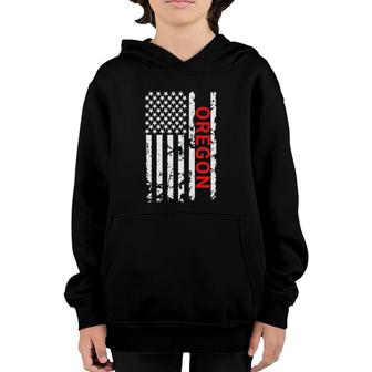 Oregon Usa American Flag Vintage Gift Youth Hoodie | Mazezy