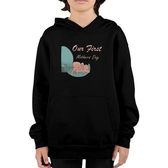 Our First Mothers Day Elephant Grandma Mothers Day Youth Hoodie | Mazezy