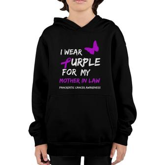 Pancreatic Cancer I Wear Purple For My Mother In Law Ribbon Youth Hoodie | Mazezy