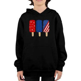 Patriotic 4Th Of July Popsicle's Usa America Flag Summer Youth Hoodie | Mazezy