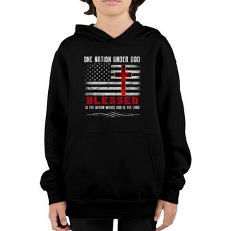 Patriotic Christian Ts Blessed One Nation Under God Youth Hoodie | Mazezy