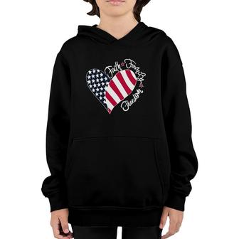 Patriotic Christian Us Flag Faith Family Freedom Liberty Youth Hoodie | Mazezy CA