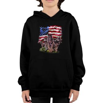 Patriotic Usa Wolves Pack North America Wolf Youth Hoodie | Mazezy