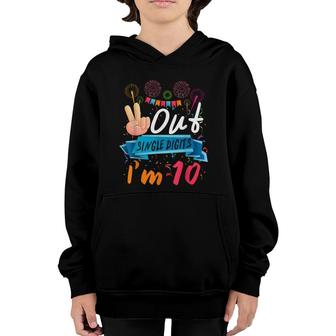 Peace Out Single Digits I'm 10 Birthday 10 Years Old Kids Youth Hoodie - Seseable