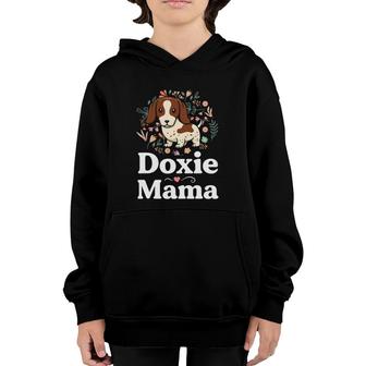 Piebald Dachshund Mom  Doxie Mama Floral Dog Lover Youth Hoodie