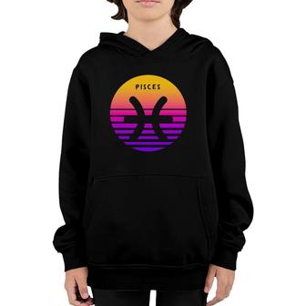 Pisces Zodiac Sign Vintage Sunset Youth Hoodie | Mazezy