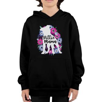 Pittie Mama Floral Flowers Pitbull Lover Cute Pit Bull Mom Youth Hoodie | Mazezy