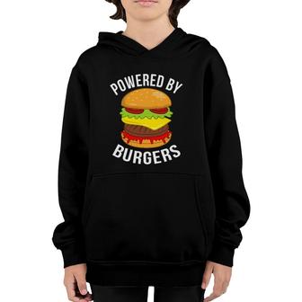 Powered By Burgers Cheeseburger Hamburger Lover Graphic Youth Hoodie | Mazezy
