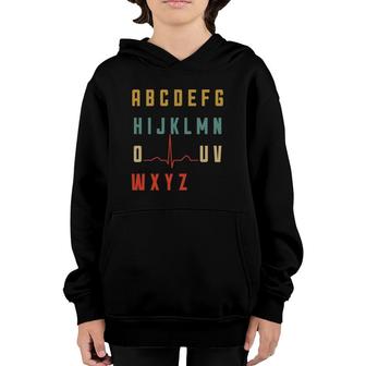 Pqrst Heartbeats Nurse Gift Alphabet Pqrst Wave Nurse Youth Hoodie | Mazezy
