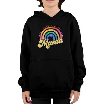 Pretty Retro Style Mama Hippie Rainbow Mom Mama Youth Hoodie | Mazezy