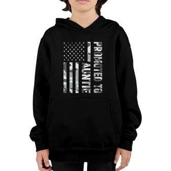 Promoted To Auntie American Flag Camo Mother's Day Youth Hoodie | Mazezy