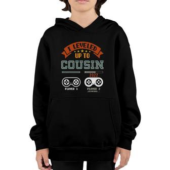 Promoted To Big Cousin Vintage Leveled Up To Cousin Est 2022 Ver2 Youth Hoodie | Mazezy