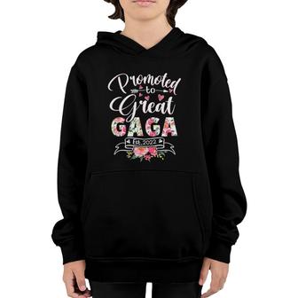 Promoted To Great Gaga Est 2022 Floral First Time Grandma Youth Hoodie | Mazezy
