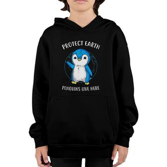 Protect Earth Penguins Live Here Environment Youth Hoodie | Mazezy UK