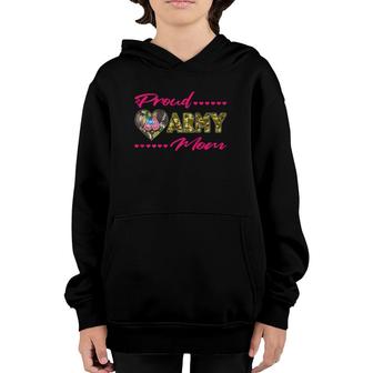 Proud Army Mom - Camo Us Flag Dog Tags Military Mother Gift Youth Hoodie | Mazezy