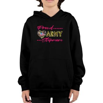 Proud Army Stepmom Camo Us Flag Dog Tag Military Mother Youth Hoodie | Mazezy