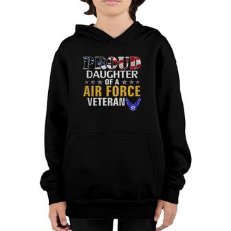 Proud Daughter Of A Air Force Veteran American Flag Military Youth Hoodie | Mazezy