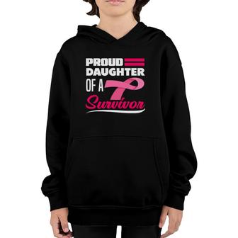 Proud Daughter Of A Survivor Mom Breast Cancer Awareness Youth Hoodie | Mazezy