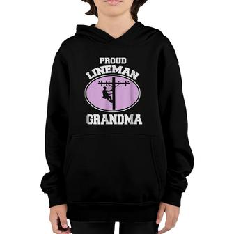 Proud Lineman Grandma Gift For Line Workers Grandmother Youth Hoodie | Mazezy