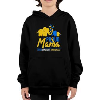 Proud Mama Mom Down Syndrome Awareness Day Cute Elephant T21 Gift Youth Hoodie