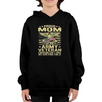Proud Mom Of An Army Veteran - Us Flag Military Mother Gifts Youth Hoodie | Mazezy