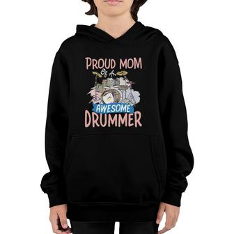 Proud Mom Of An Awesome Drummer Funny Drumming Mother Youth Hoodie | Mazezy UK