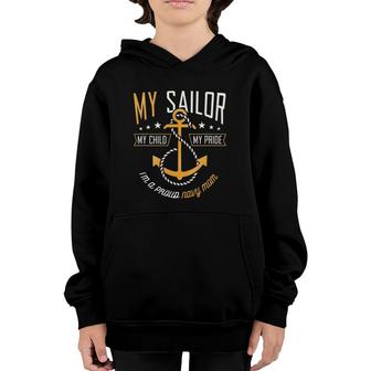 Proud Navy Mother For Moms Of Sailors Proud Mom Navy Family Youth Hoodie | Mazezy