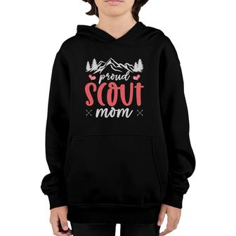 Proud Scout Mom Camping Adventure Outdoor Wildlife Scout Youth Hoodie | Mazezy