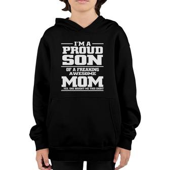Proud Son Of A Freaking Awesome Mom Gifts For Mother Youth Hoodie | Mazezy