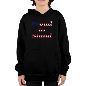 Proud To Stand American Flag Patriotic Youth Hoodie | Mazezy