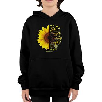 Proverbs 31 Woman Sunflower Christian Gifts Women Her Mom Youth Hoodie | Mazezy