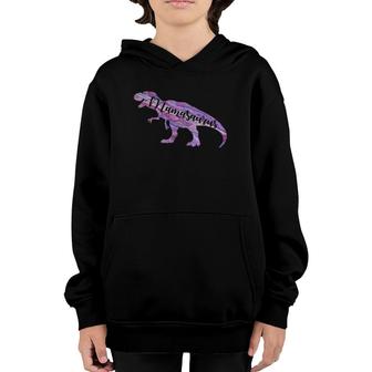 Purple Pink Mamasaurus Tyrannosaurus Rex Dino Mom Dinosaur Youth Hoodie | Mazezy