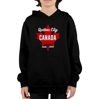 Quebec City Canada Eh Maple Leaf Canadian Flag Gift Youth Hoodie | Mazezy