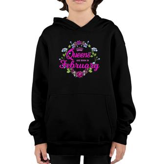 Queens Are Born In February Birthday Gift For Women Youth Hoodie | Mazezy