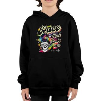 Race Hair Don't Care Messy Bun Sunglasses Mother's Day Youth Hoodie | Mazezy
