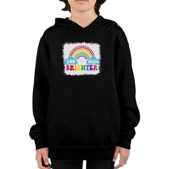 Rainbow 100 Days Brighter Teacher Student 100 Days Smarter Youth Hoodie | Mazezy