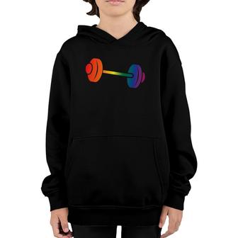 Rainbow Dumbbell Gift For Gay Gym Owners And Lgbtq Fitness Youth Hoodie | Mazezy