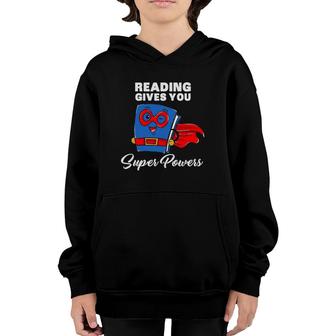 Reading Gives You Super Powers Funny Super Hero Youth Hoodie | Mazezy