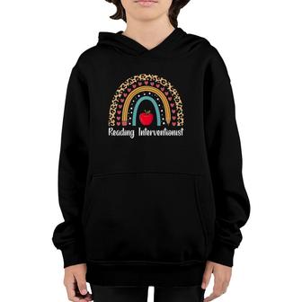 Reading Interventionist Boho Rainbow Reading Teacher Premium Youth Hoodie | Mazezy