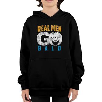 Real Men Go Bald Funny Shaven Heads Gift Youth Hoodie | Mazezy