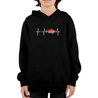 Red Snapper Heartbeat For Saltwater Fish Fishing Lovers Youth Hoodie | Mazezy