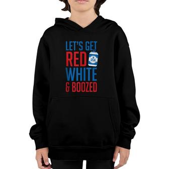 Red White And Boozed 4Th Of July Drinking Youth Hoodie | Mazezy