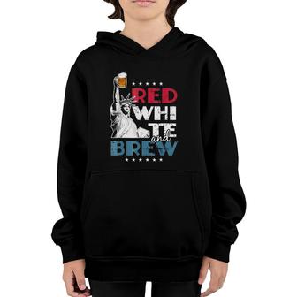 Red White And Brew 4Th Of July Flag Youth Hoodie | Mazezy