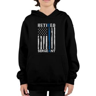 Retired Sergeant Police Gift Thin Blue Line American Flag Youth Hoodie | Mazezy