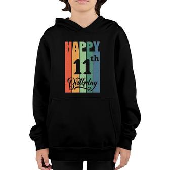 Retro Birthday Gift For 11 Years Old Happy 11Th Birthday Youth Hoodie | Mazezy