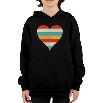 Retro Heart Valentine's Day Lovers Vintage Gift Bright Heart Youth Hoodie | Mazezy