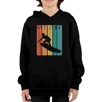 Retro Surf 70S Vintage Shred Surfer Longboard Surfing Youth Hoodie | Mazezy